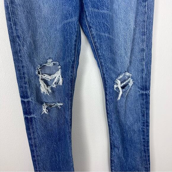 Levi’s 501 Skinny Straight Jeans Distressed Ripped Denim - Picture 3 of 11